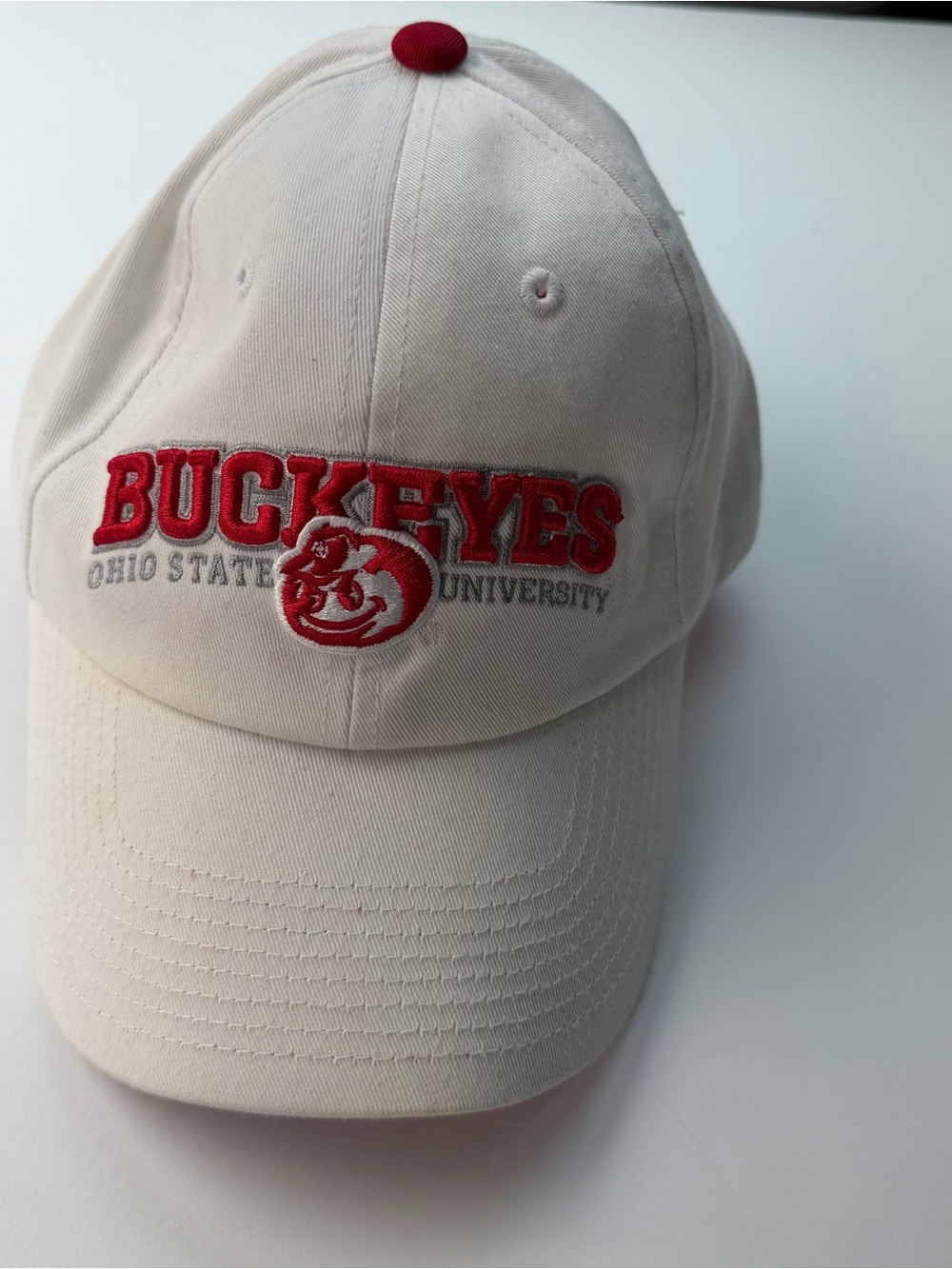 Ohio State University Buckeyes Top Of The World White Adjustable Baseball Cap